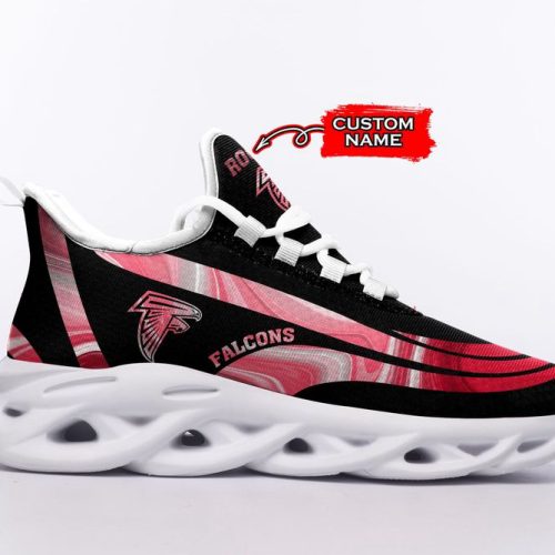 Atlanta Falcons Logo Color Stripe Pattern Custom Name 3D Max Soul Sneaker Shoes  Personalized Shoes For Men