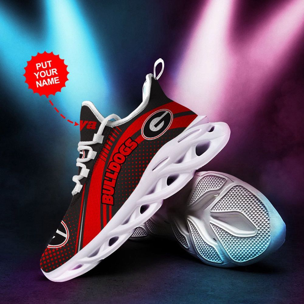 Georgia Bulldogs Logo Pattern In Red And Black Custom Name 3D Max Soul Sneaker Shoes  Personalized Shoes For Men