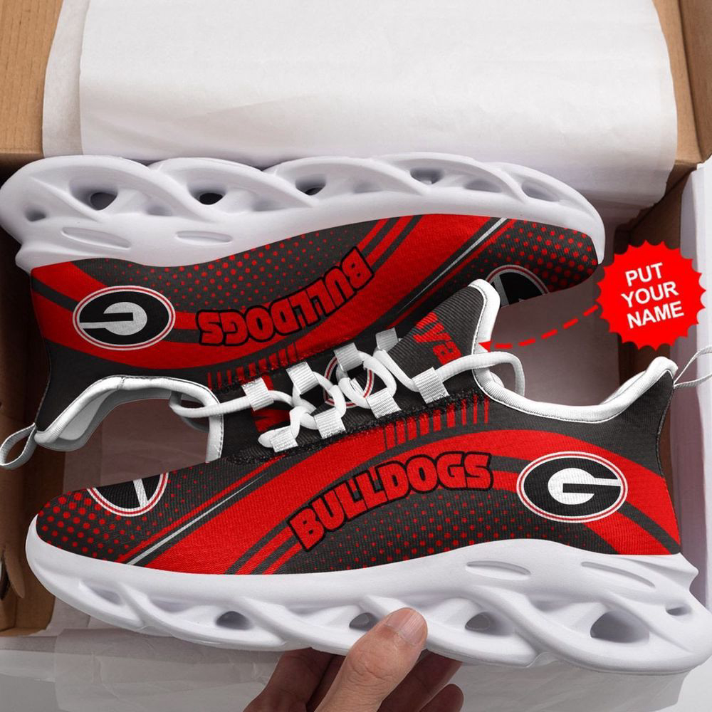 Georgia Bulldogs Logo Pattern In Red And Black Custom Name 3D Max Soul Sneaker Shoes  Personalized Shoes For Men