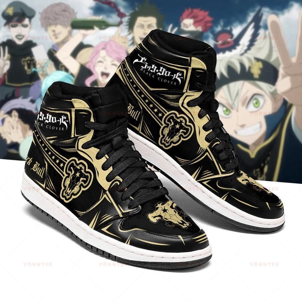Black Bull Magic Knight Black Clover Anime Air Jordan Shoes Sport Sneakers, Best Gift For Men And Women