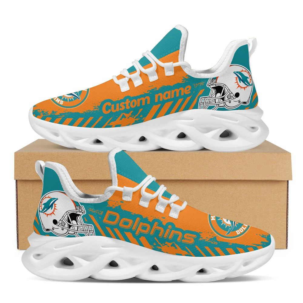 Miami Dolphins Americanfootball Team Helmet Custom Name Max Soul Sneakers Shoes For Fans