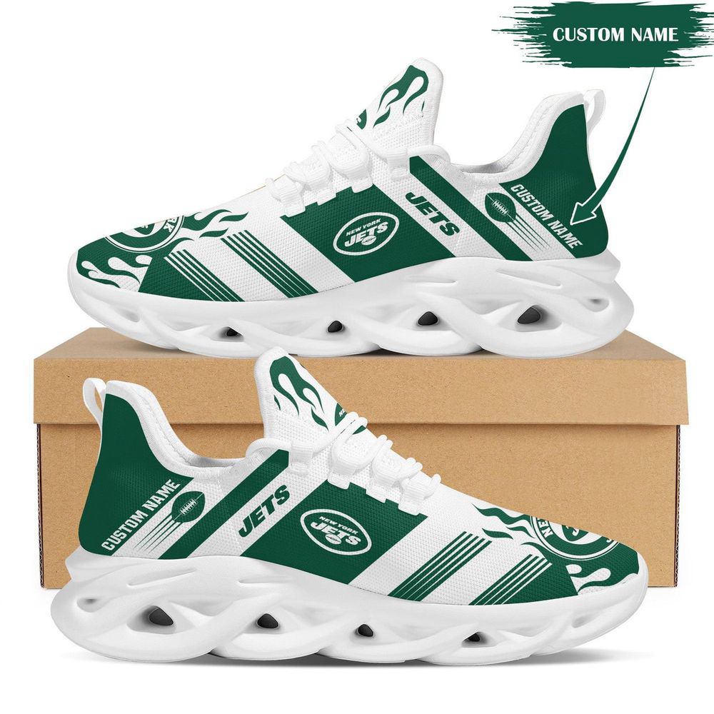 New York Jets Custom Name 3D Max Soul Sneaker Shoes In Green White  Personalized Shoes For Men Women