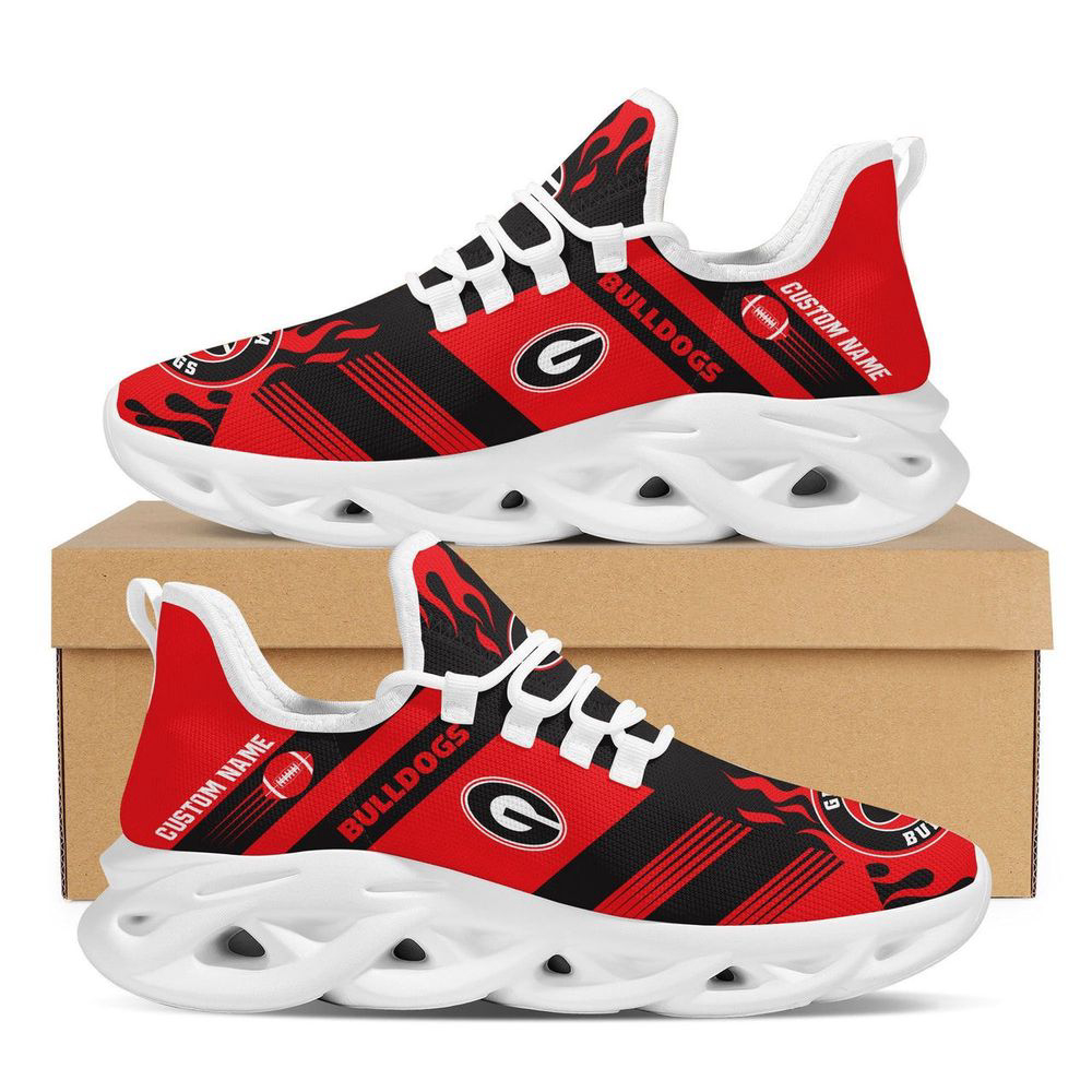 Georgia Bulldogs Stripe Custom Name 3D Max Soul Sneaker Shoes  Personalized Shoes For Men Women