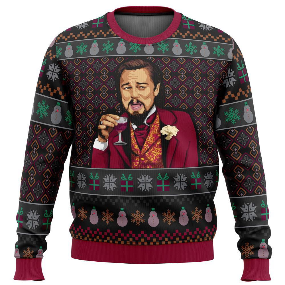 Laughing Leo DiCaprio Meme Ugly Christmas Sweater, Gift For Men And Women