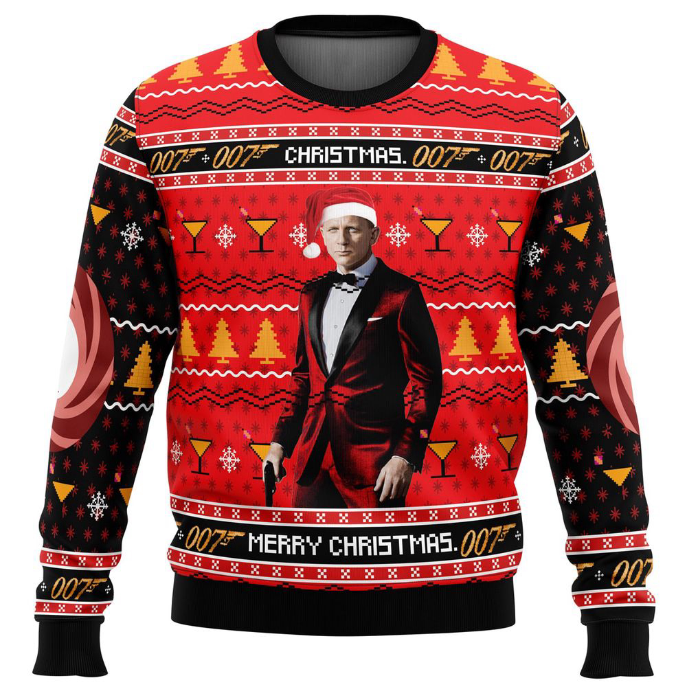 Christmas, Merry Christmas 007 James Bond Ugly Christmas Sweater, Gift For Men And Women
