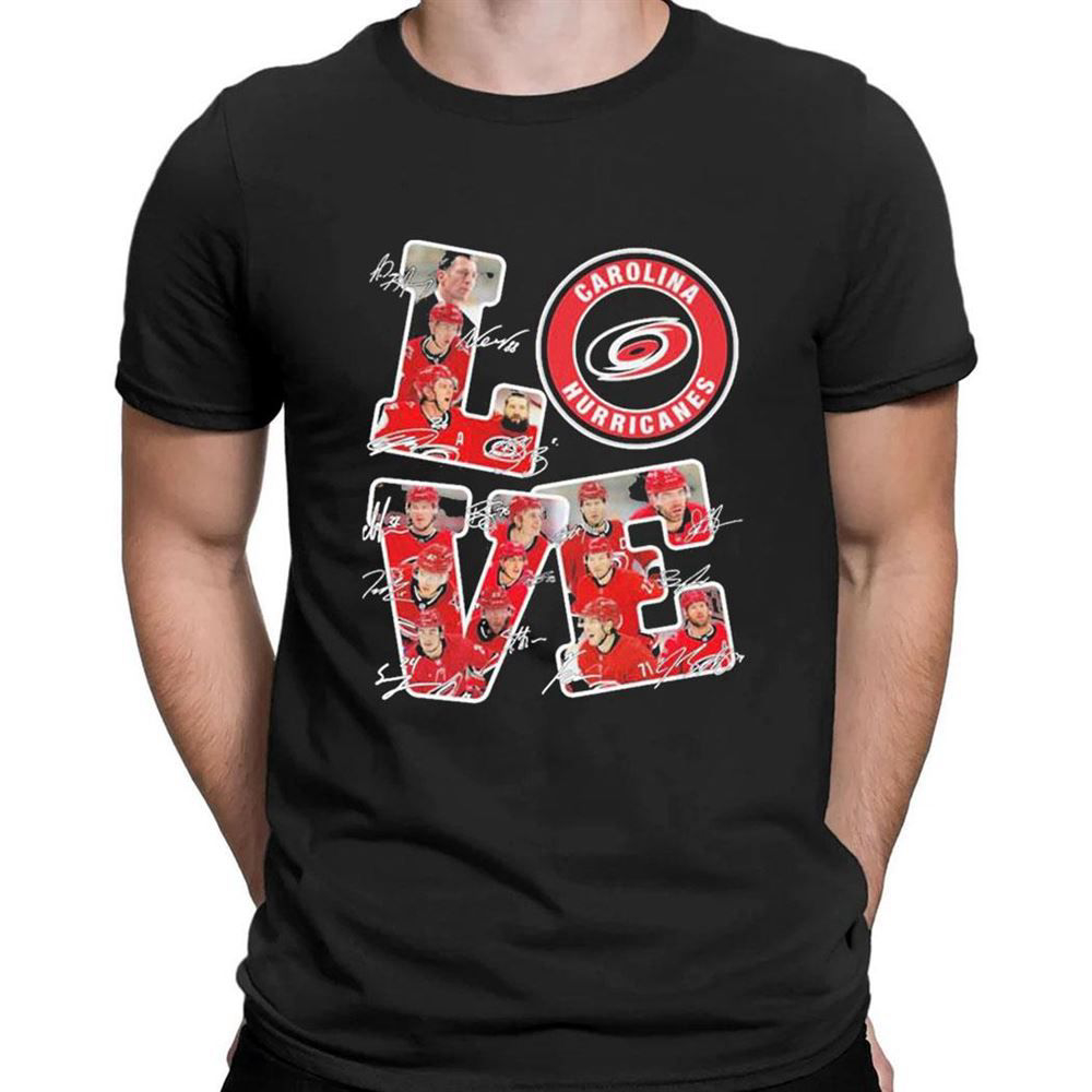 Love Carolina Hurricanes Team Hockey Signatures T-shirt For Fans