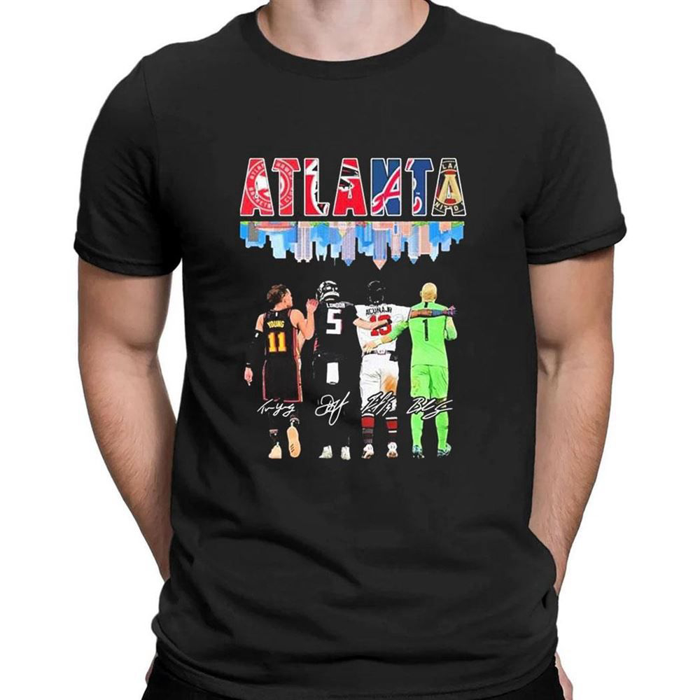 Atlanta Skyline Sport Teams Players Signatures T-shirt For Fans