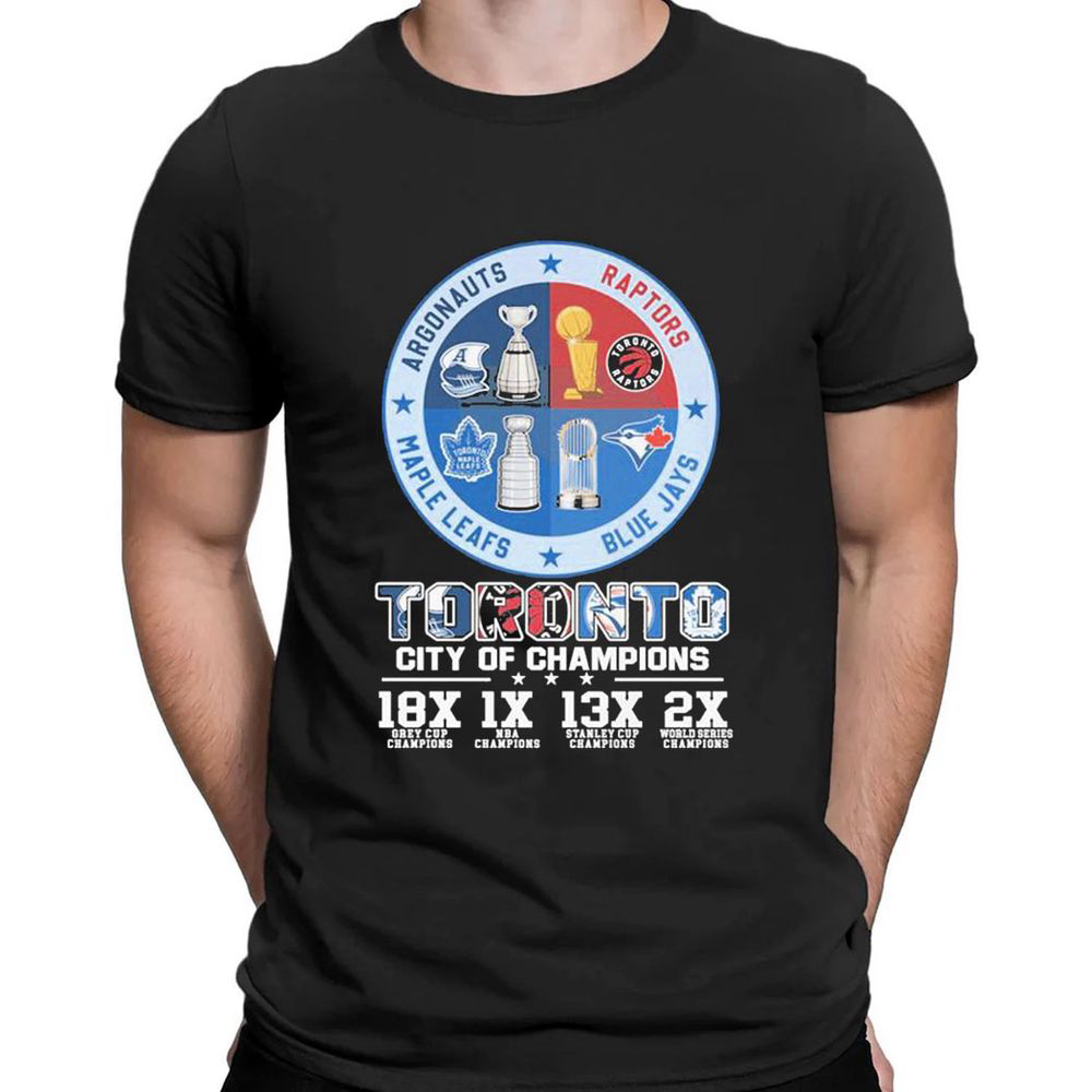 Toronto City Of Champions Shirt Maple Leafs Raptors Blue Jays And Argonauts T-shirt For Fans