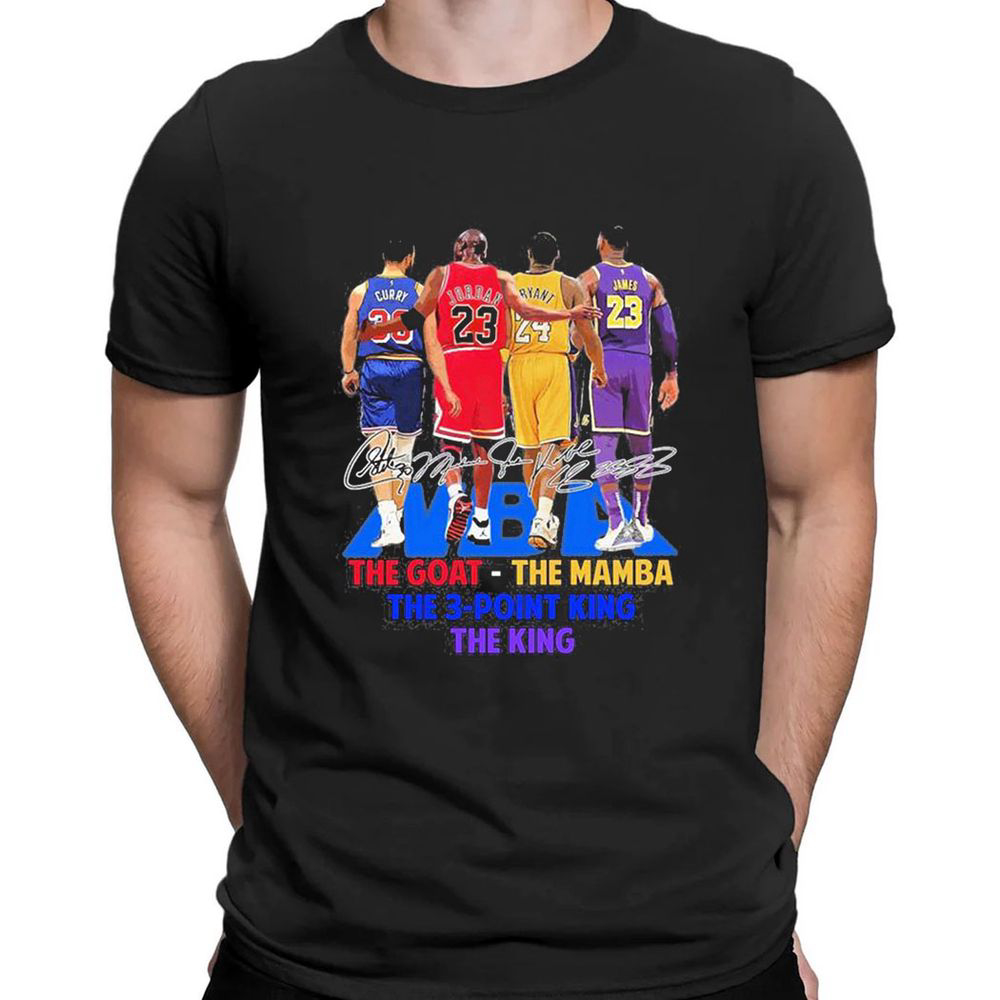 The Goat Michael Jordan Mamba Kobe Bryant 3 Point King Stephen Curry And King Lebron James Signatures Shirt