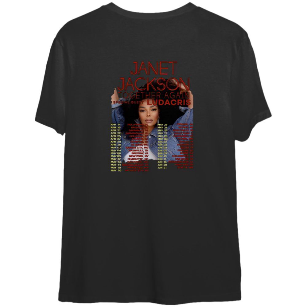 2 Side Janet Jackson Tour 2023 Shirt, Together Again Tour T-Shirt For Men And Women