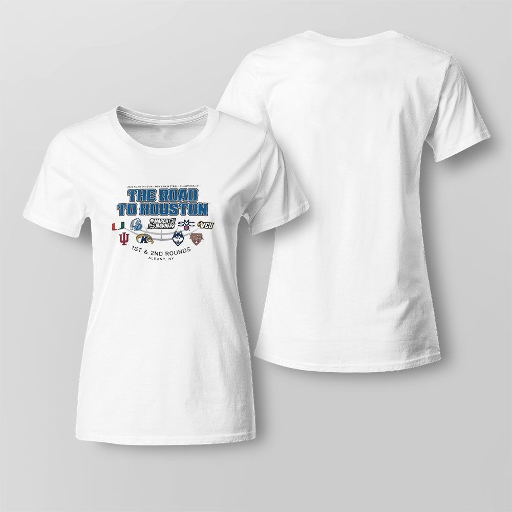 2023 Ncaa Division I Mens Basketball The Road To Houston March Madness 1st 2nd Rounds Albany T-shirt For Fans