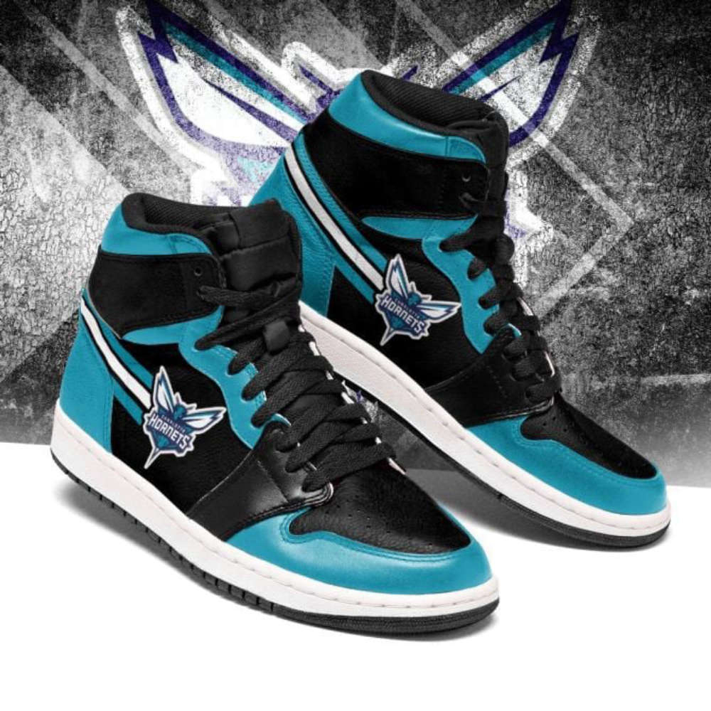 Air JD Hightop Shoes NBA Charlotte Hornets Teal Black Air Jordan 1 High Sneakers For Men Women