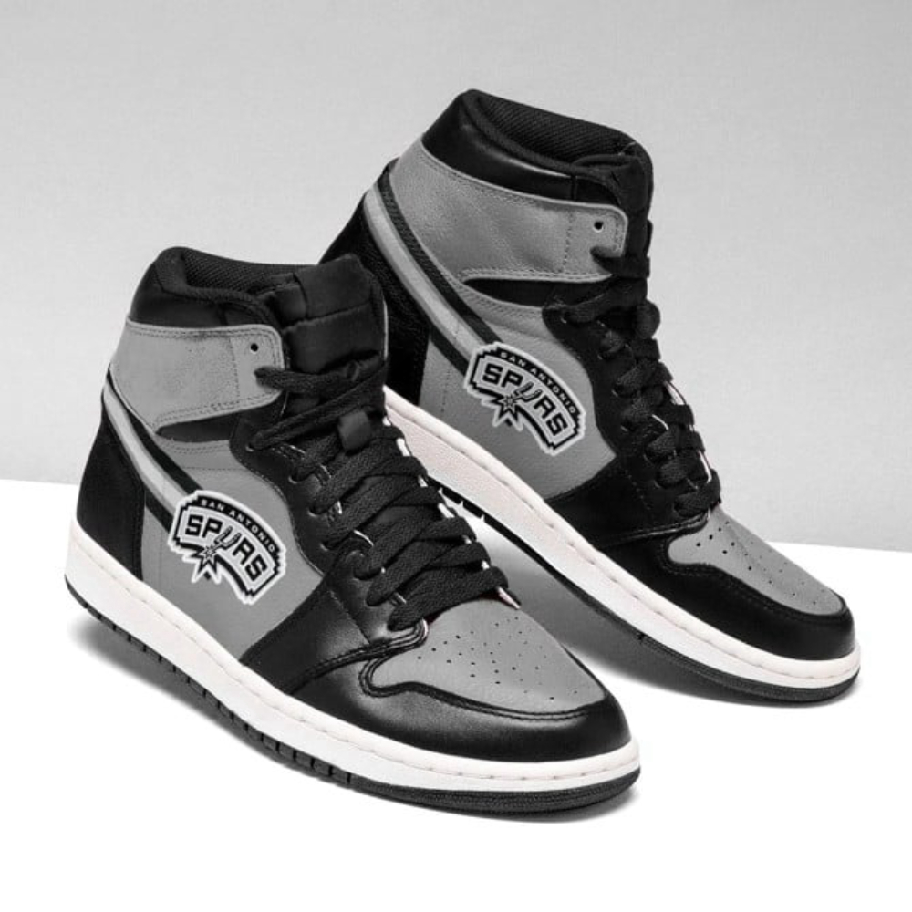 Air JD Hightop Shoes NBA San Antonio Spurs Black Silver Air Jordan 1 High Sneakers For Men  Women