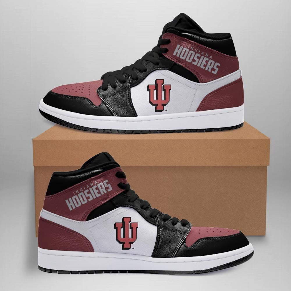 Air JD Hightop Shoes NCAA Indiana Hoosiers Black Crimson Air Jordan 1 High Sneakers For Men Women