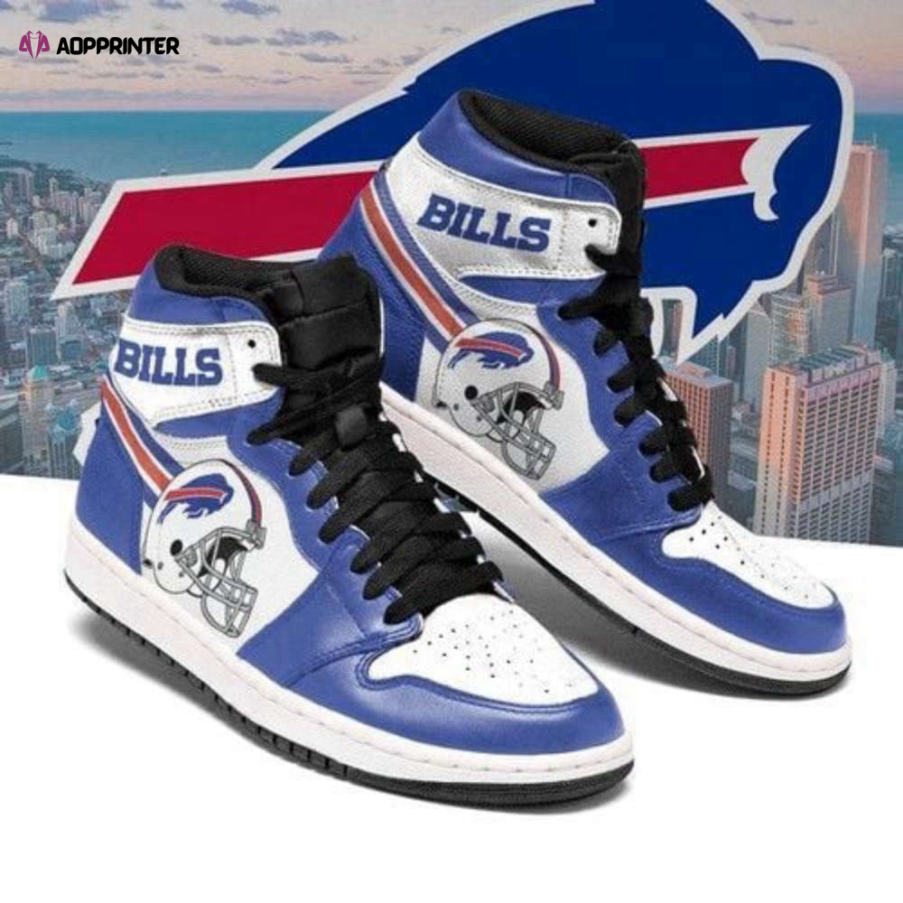 Air JD Hightop Shoes NFL Buffalo Bills Blue White Helmet Air Jordan 1 High Sneakers For Men