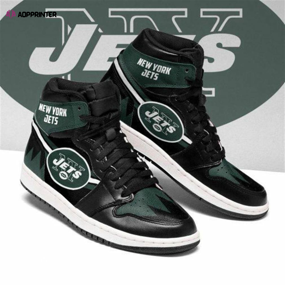 Air JD Hightop Shoes NFL New York Jets Black Green Air Jordan 1 High Sneakers For Men