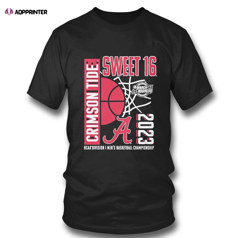 Alabama Crimson Tide 2023 Ncaa Mens Basketball Tournament March Madness Sweet 16 T-shirt For Fans