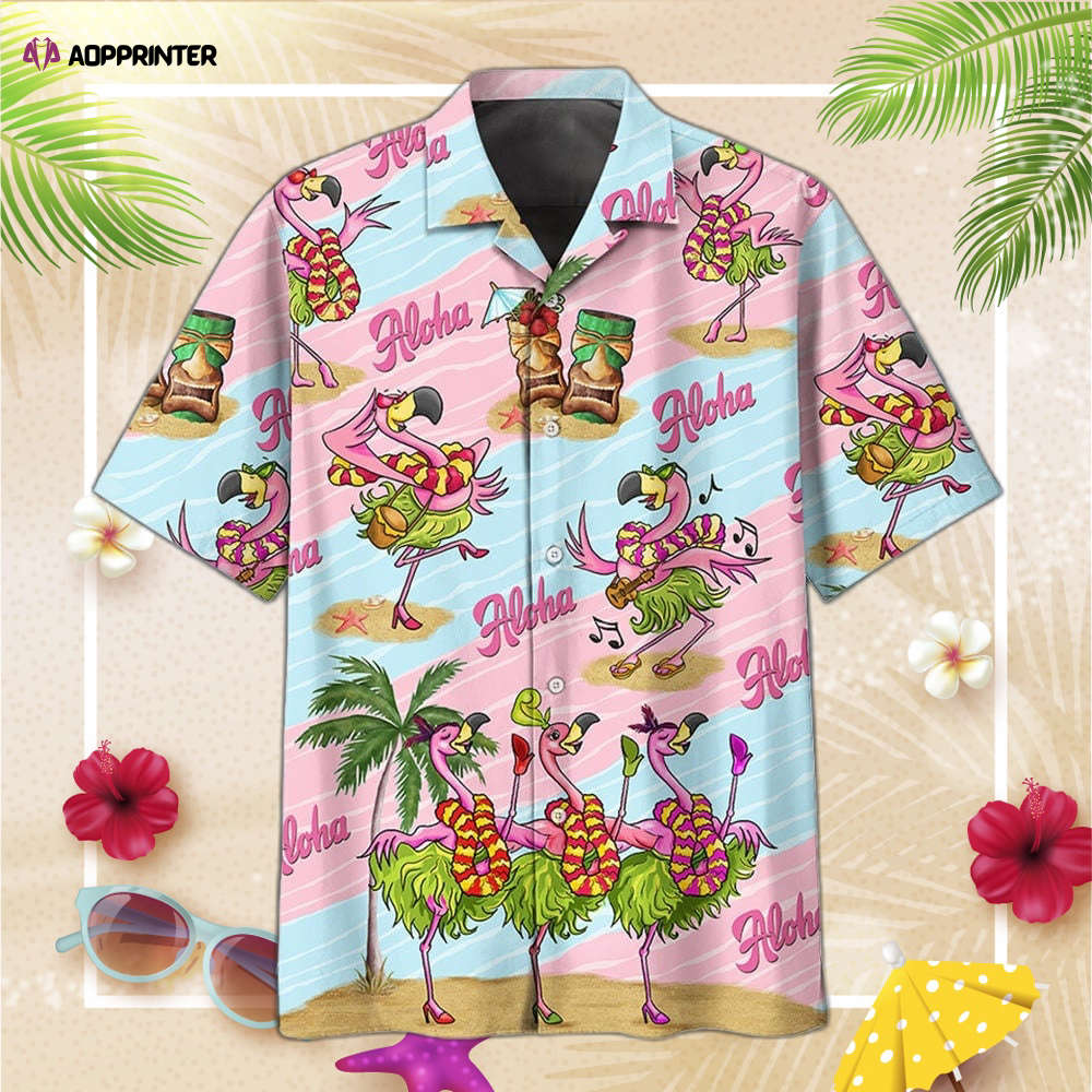 Aloha Flamingo Pink And Blue Hawaiian Shirt, Gift For Men And Women