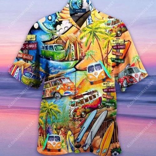 Amazing Happy As A Hippie In A WW Bus Unisex Hawaiian Shirt, Gift For Men And Women