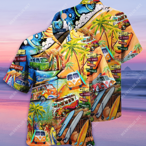 Amazing Happy As A Hippie In A Ww Bus Unisex Hawaiian Shirt, Gift For Men And Women