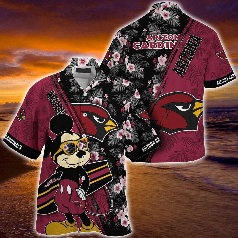 Arizona Cardinals NFL-Summer Hawaii Shirt Mickey And Floral Pattern For Sports Fans