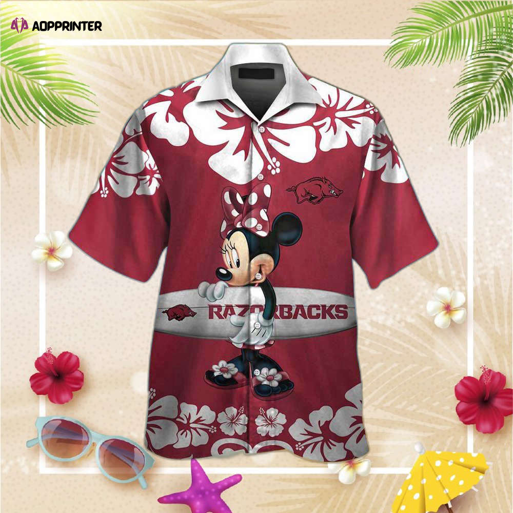 Arkansas Razorbacks And Minnie Mouse Hawaii Shirt Summer Button Up Shirt For Men Women