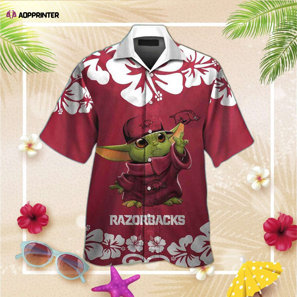 Arkansas Razorbacks American Flag Name Personalized Tropical Aloha Hawaiian Shirts