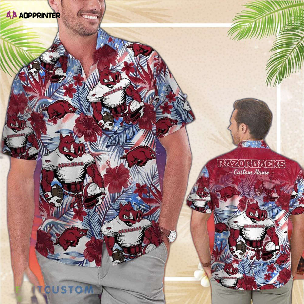 Arkansas Razorbacks Personalized Name Tropical Floral Men Women Hawaiian Shirt And Shorts For NCAA Football Fans