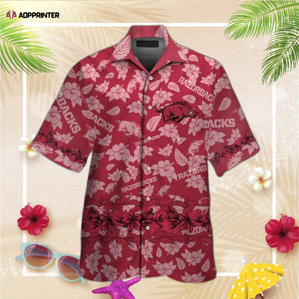 Arkansas Razorbacks Short Sleeve Button Up Tropical Aloha Hawaiian Shirt For Men Women