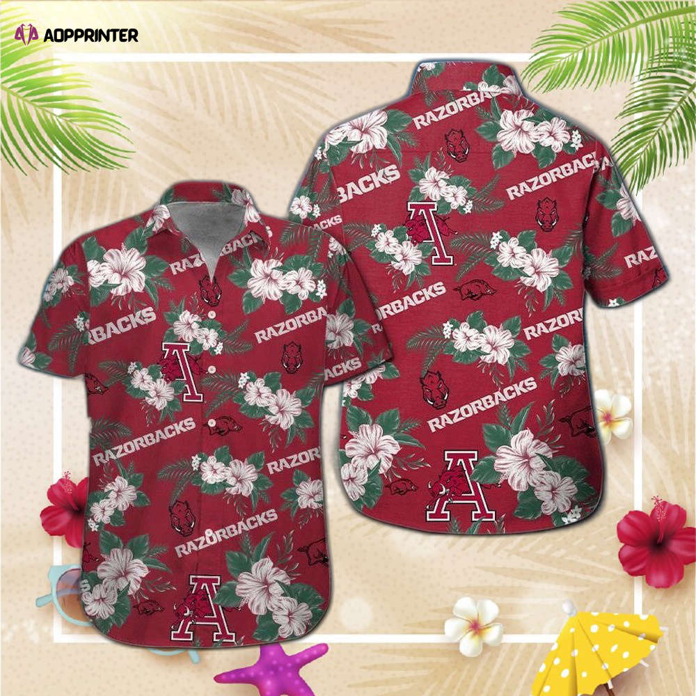 Arkansas Razorbacks Short Sleeve Button Up Tropical Aloha Hawaiian Shirt For Men Women