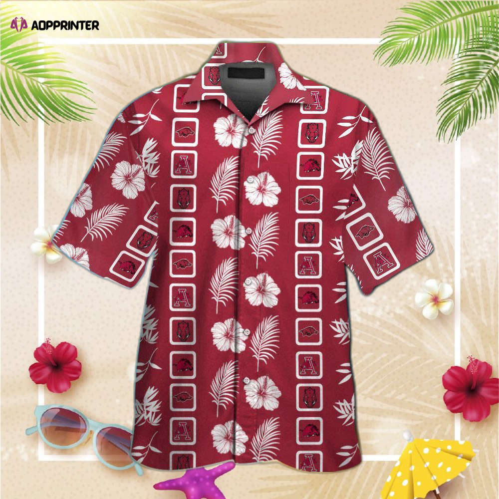 Arkansas Razorbacks Short Sleeve Button Up Tropical Aloha Hawaiian Shirt For Men Women