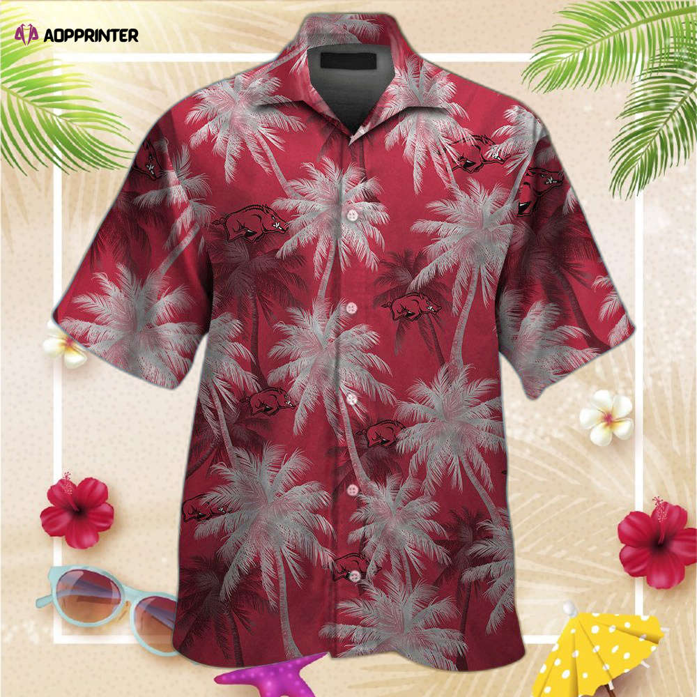 Arkansas Razorbacks Short Sleeve Button Up Tropical Aloha Hawaiian Shirt For Men Women