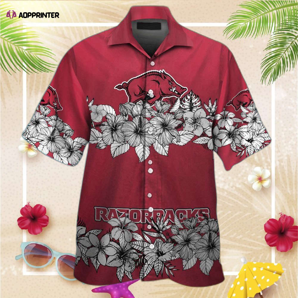 Arkansas Razorbacks Short Sleeve Button Up Tropical Aloha Hawaiian Shirt For Men Women