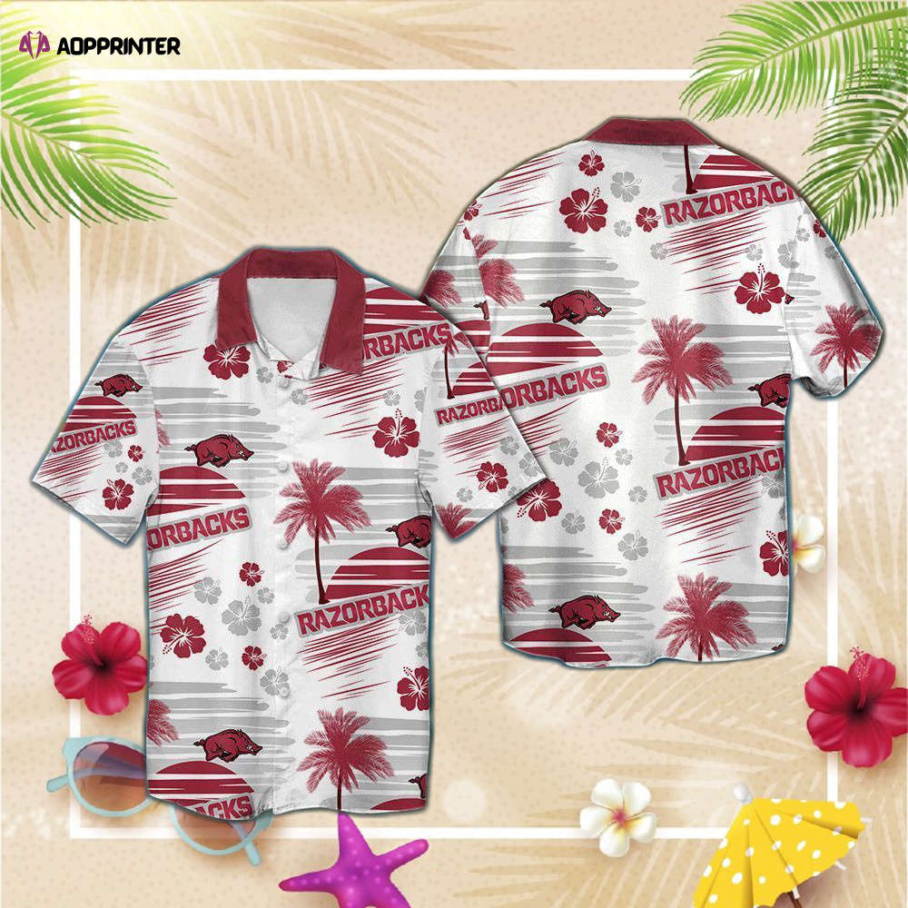 NCAA Arkansas Razorbacks Custom Name Parrot Floral Tropical Hawaiian Shirt  For Men Women