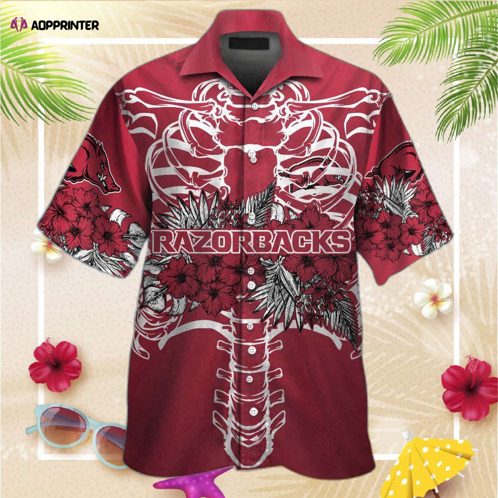 Arkansas Razorbacks Snoopy Autumn Short Sleeve Button Up Tropical Aloha Hawaiian Shirt Set for Men Women Kids