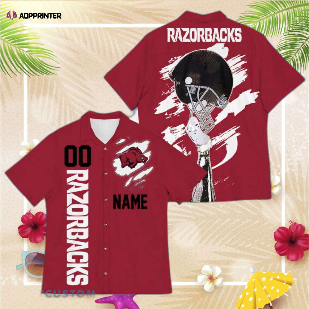 Arkansas Razorbacks Custom Name And Number Personalized Hawaii Shirt Summer Button Up Shirt For Men Women