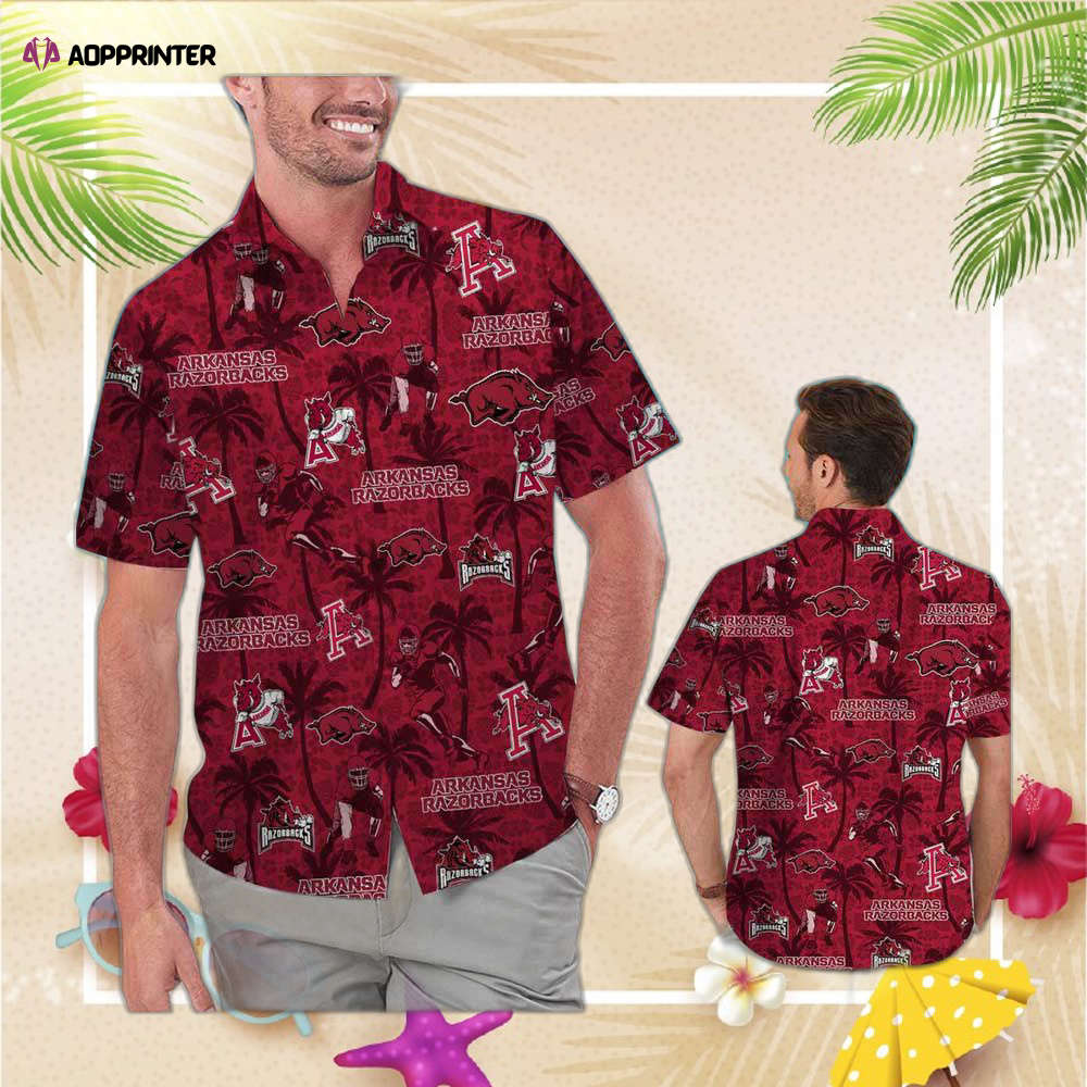 Arkansas Razorbacks Tropical Beach Coconut Tree Hawaii Shirt Summer Button Up Shirt For Men Women