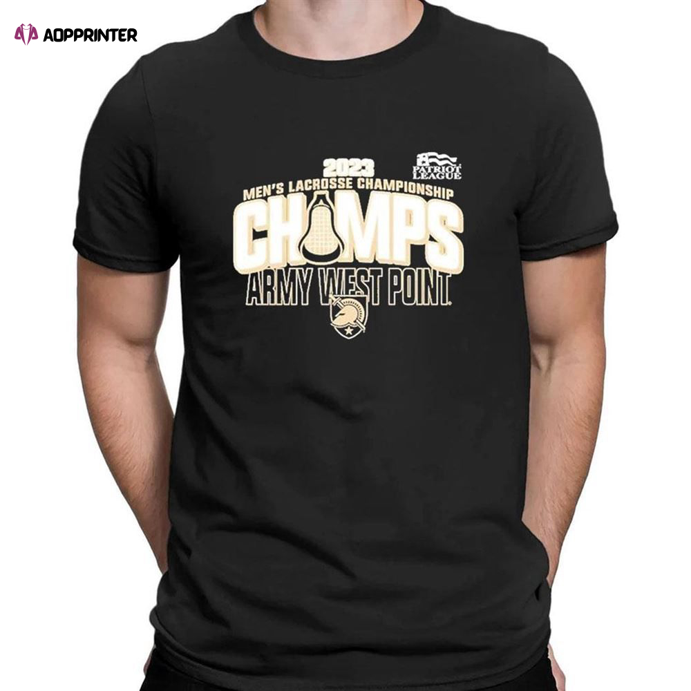 Army Black Knights 2023 Patriot League Mens Lacrosse Tournament Champions T-Shirt For Fans