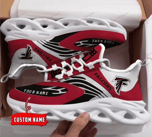 Atlanta Falcons Logo Custom Name 3D Max Soul Sneaker Shoes In Red Gray  Personalized Shoes For Men Women