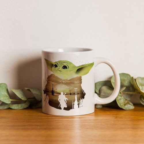 Baby Yoda Grogu Ceramic Coffee Mug, Star Wars The Mandalorian Watercolor Art Cup