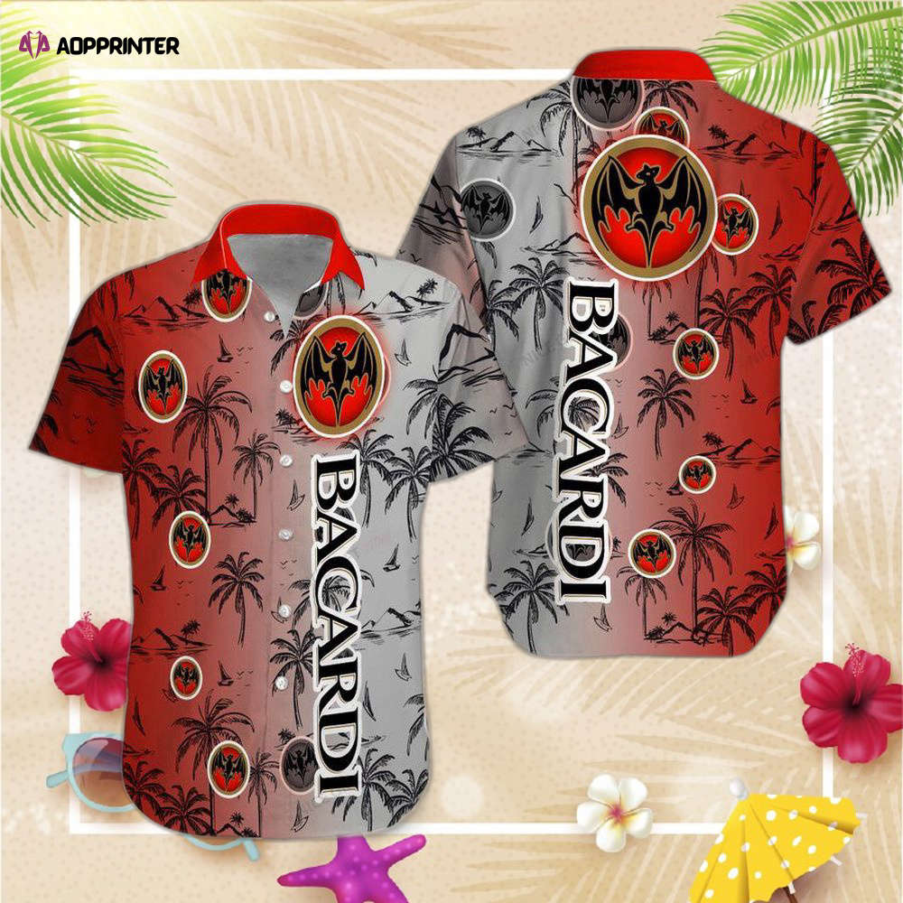 Bacardi Half Gray Half Red Hawaiian Shirt For Men Women