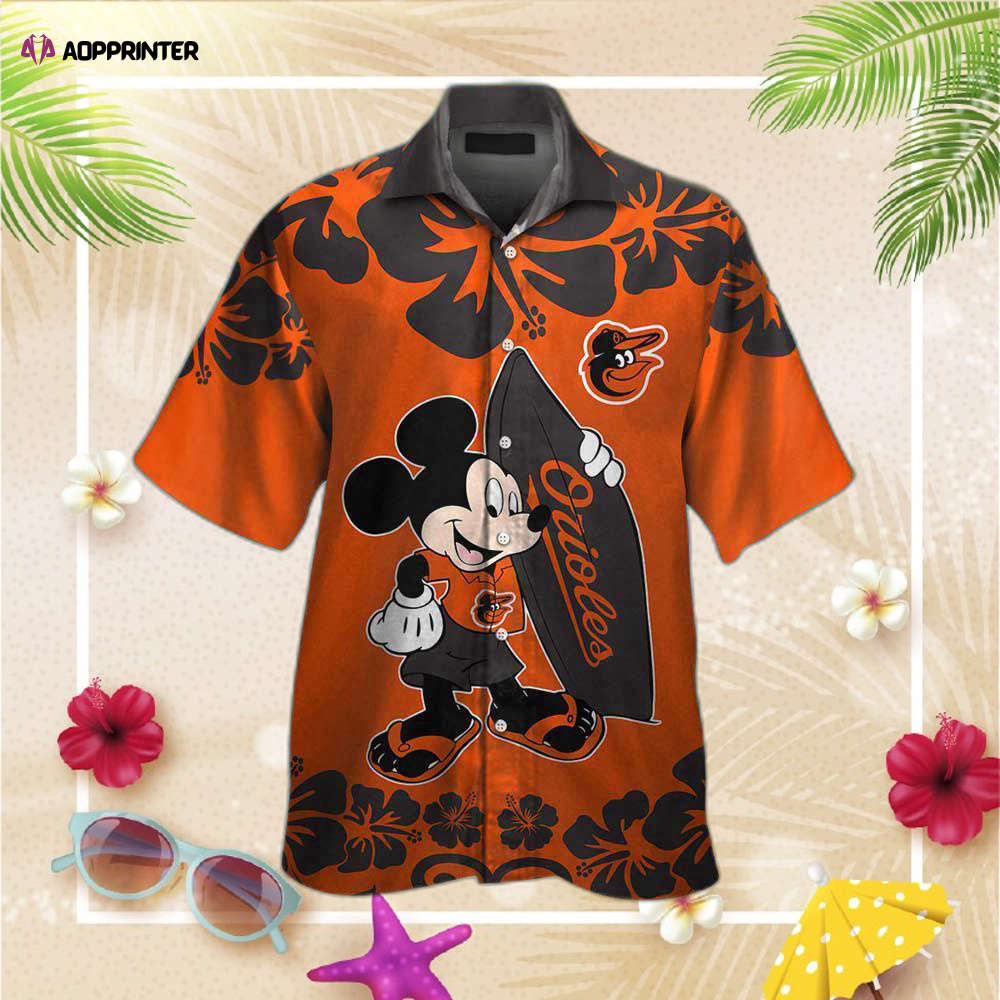 Baltimore Orioles Mickey Mouse Hawaii Shirt Summer Button Up Shirt For Men Women