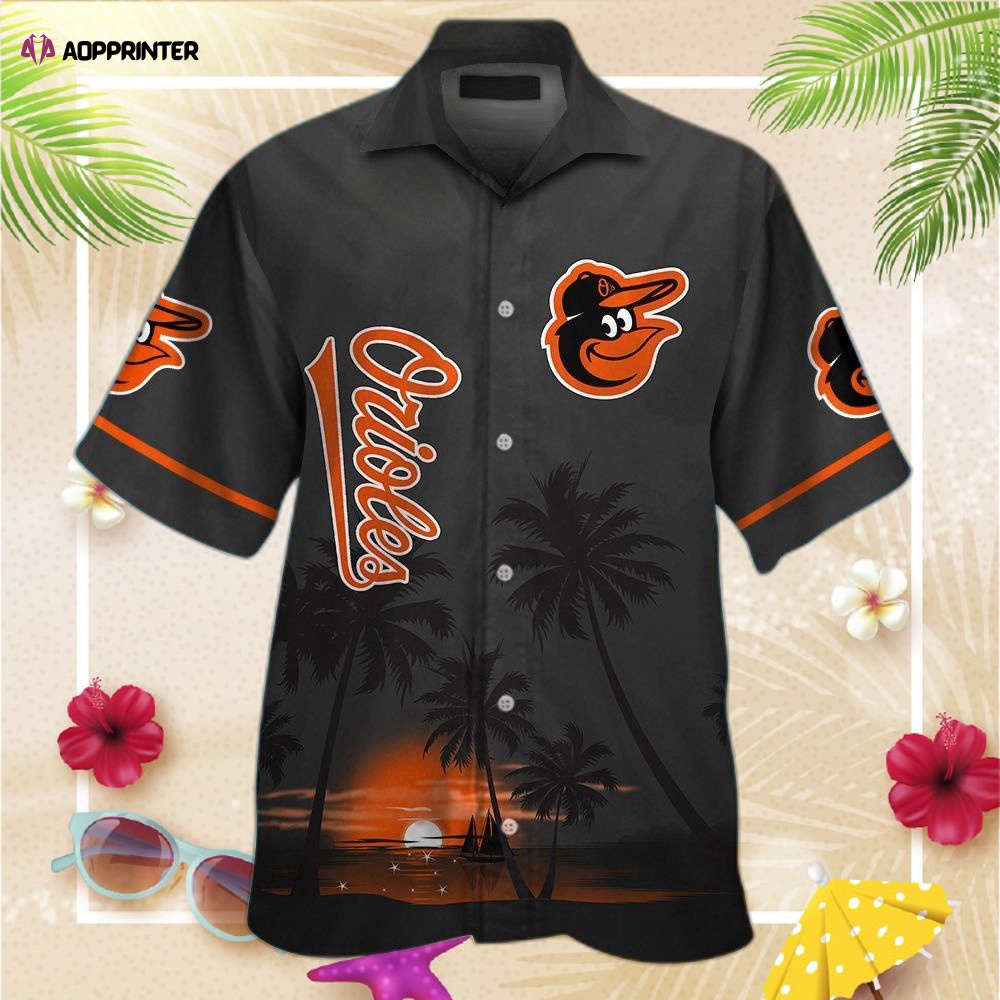 Baltimore Orioles Short Sleeve Button Up Tropical Aloha Hawaiian Shirt Set for Men Women Kids