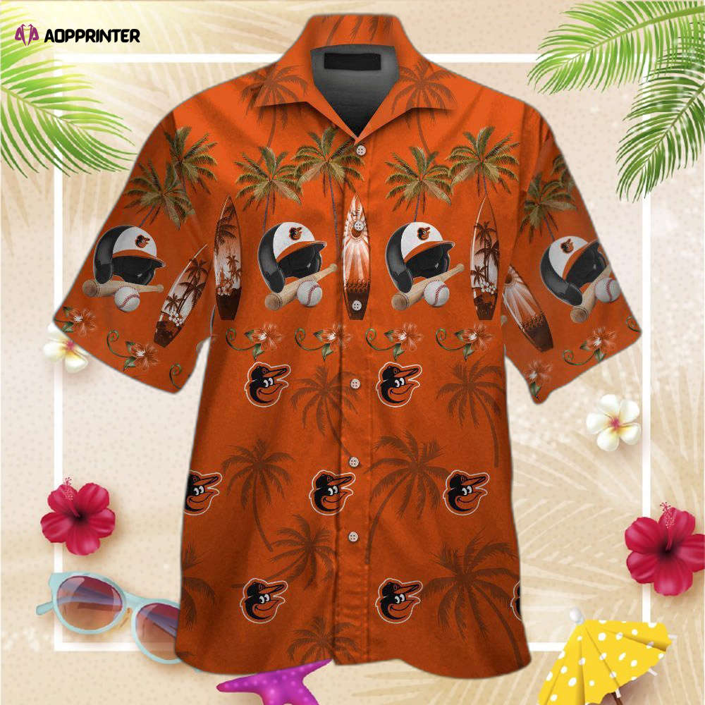 Baltimore Orioles Short Sleeve Button Up Tropical Aloha Hawaiian Shirt Set for Men Women Kids