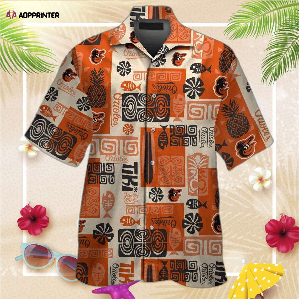 Baltimore Orioles Short Sleeve Button Up Tropical Aloha Hawaiian Shirt Set for Men Women Kids