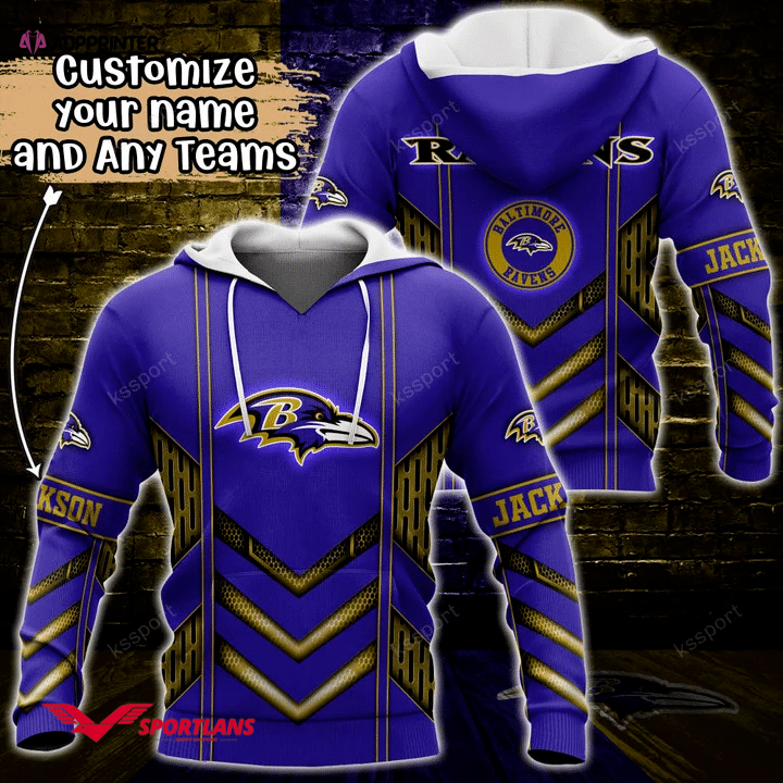 Baltimore Ravens NFL Custom Name 3D Hoodie, Best Gift For Men And Women