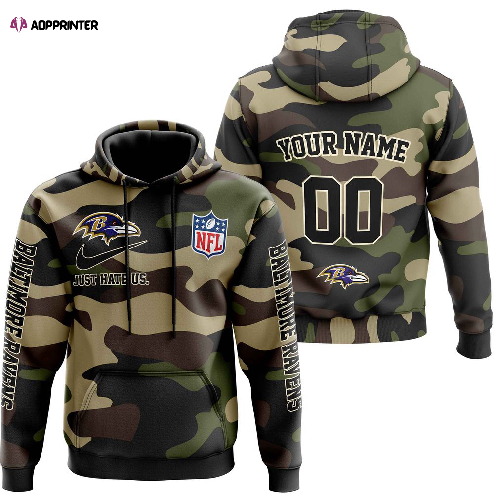 Baltimore Ravens Personalized Hoodie-Zip Hoodie Camo Style, For Men And Women