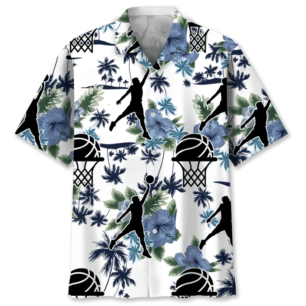 Basketball White Nature Hawaiian Shirt, Gift For Men Women