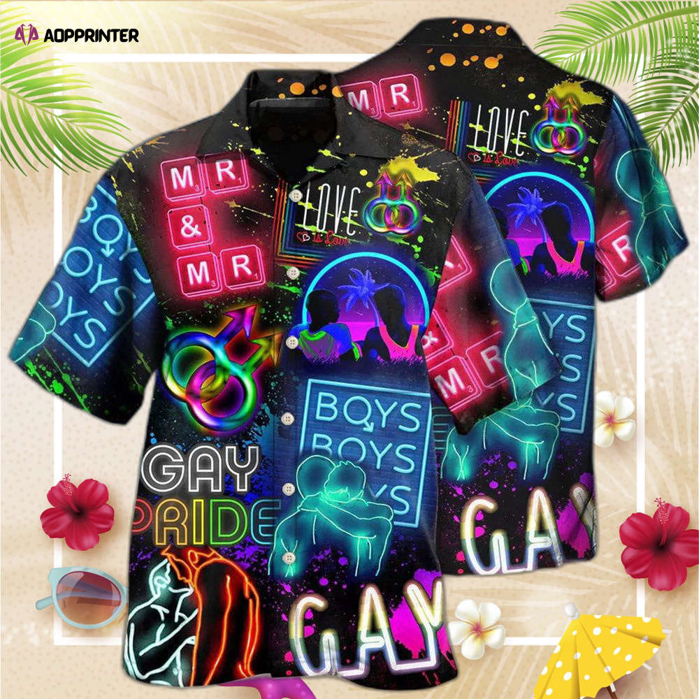 Beach Shirt Lgbt Gay Neon Art Gay Pride Hawaiian Shirt, Gift For Men And Women