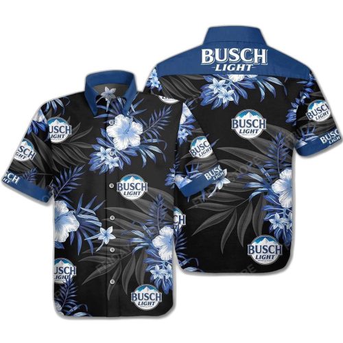 Beer Busch Light Hibiscus Flower Pattern Hawaiian Shirt For Men Women